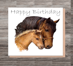 Horse & Foal Birthday Card, Card for Birthday, Greetings Card